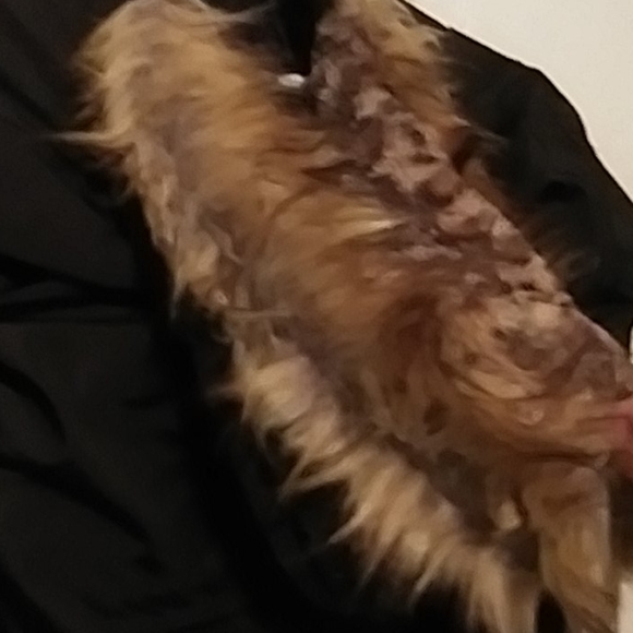 Rue 21 black/leopard print faux furcrop parka sz L - Picture 3 of 7